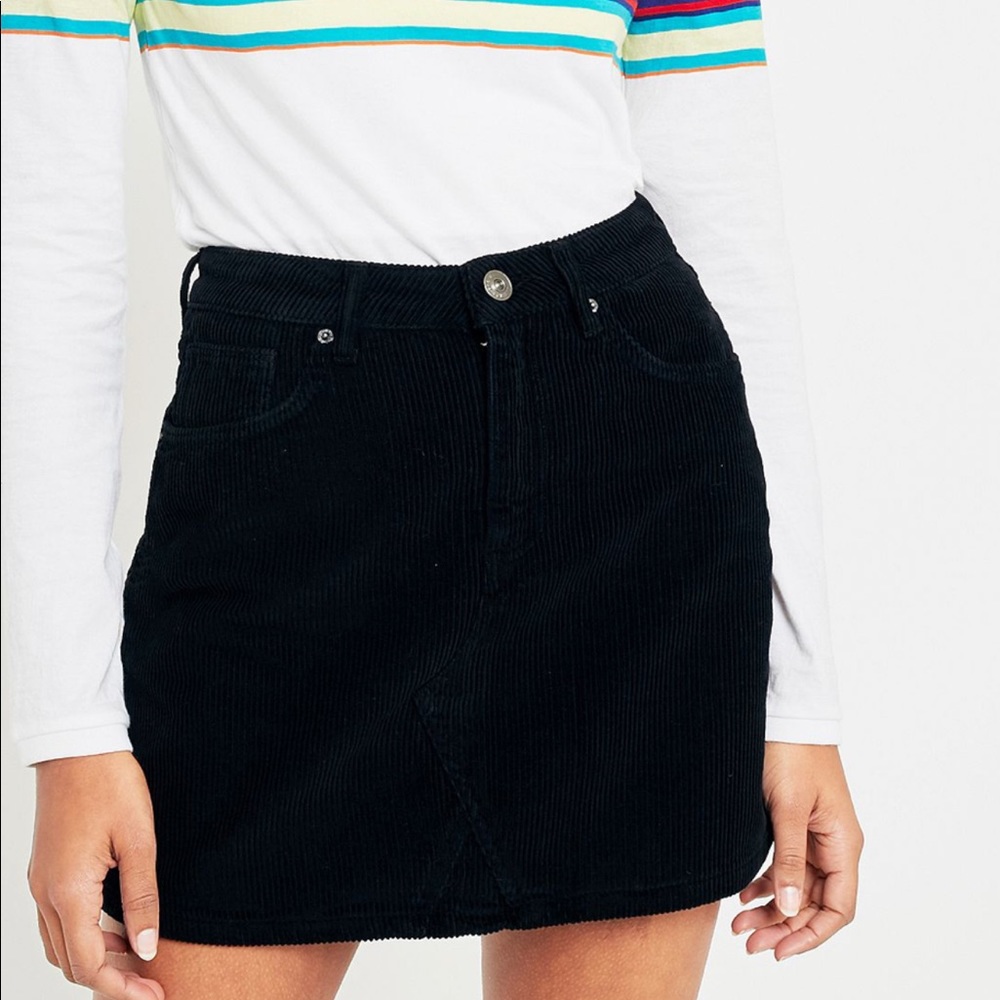 BDG Corduroy Black Cord Notch Hemp Skirt